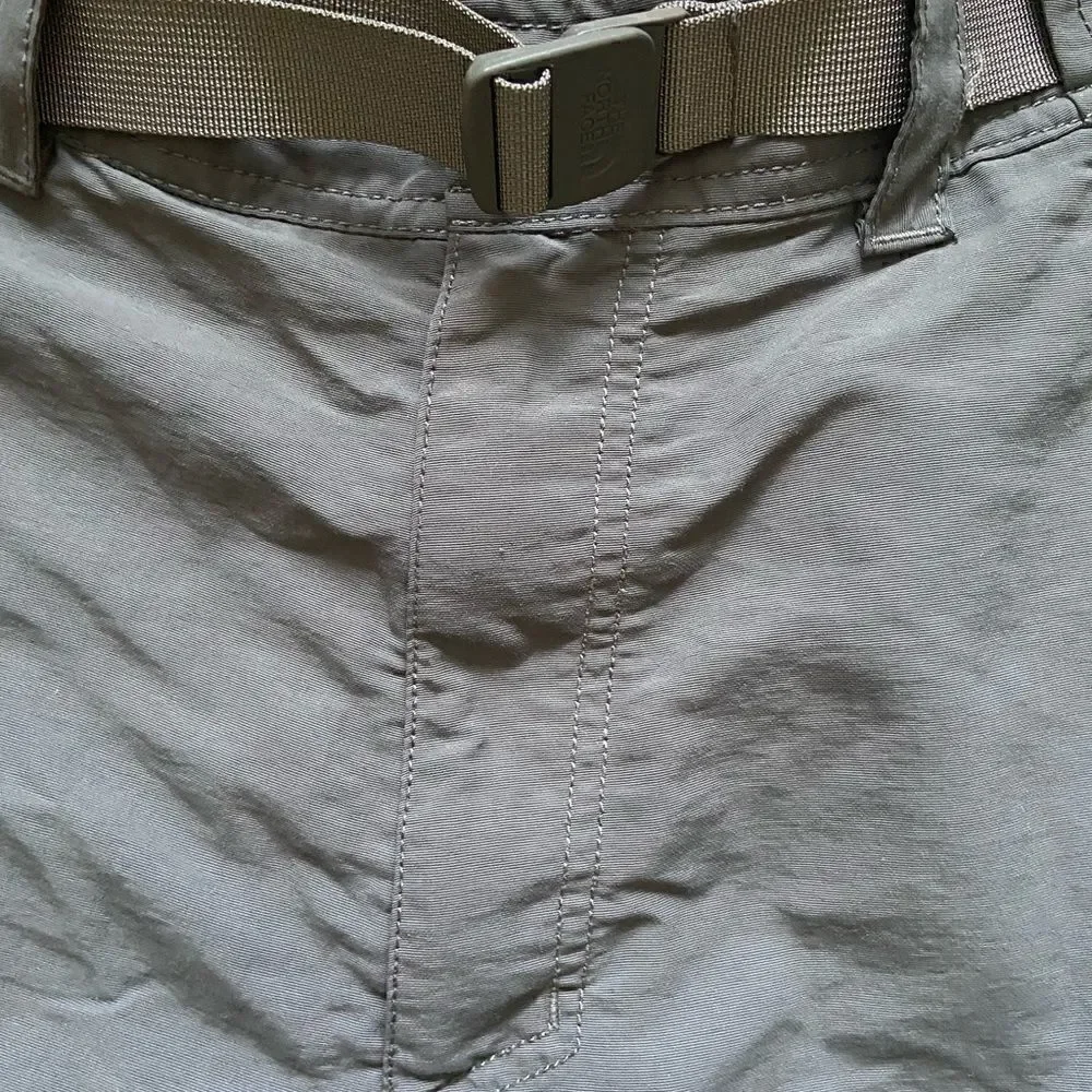The North Face Slate Gray 100% Nylon Belted Shorts Hiking 2XL Elastic Waist